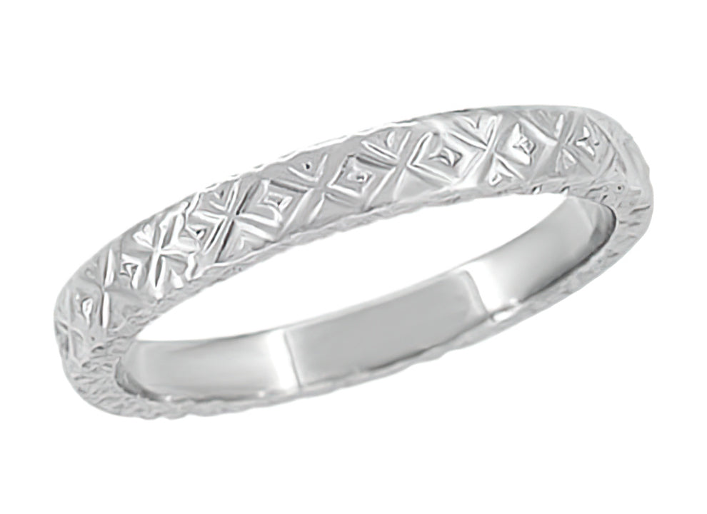 Platinum 1950's Mid Century Modern Antique Style Sculptural Wedding Band