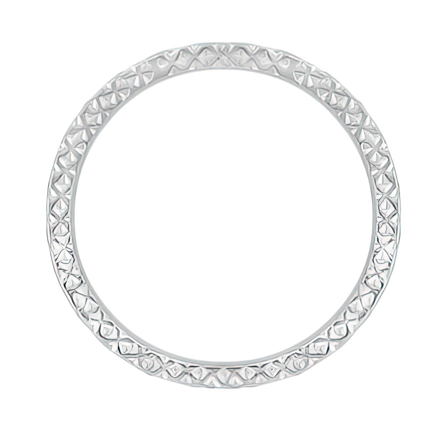 Platinum 1950's Mid Century Modern Antique Style Sculptural Wedding Band - Item: R623P - Image: 2