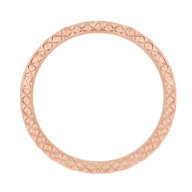 Rose Gold 1950's Mid Century Modernist Geometric Carved Vintage Reissue Wedding Band - alternate view