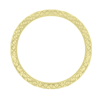Yellow Gold Carved Geometric 1950's Mid Century Modernist Wedding Band - alternate view