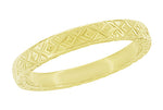 Yellow Gold Carved Geometric 1950's Mid Century Modernist Wedding Band