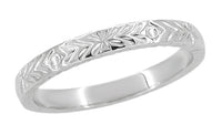 1950's Vintage Design Engraved Platinum Mardi Gras Wedding Band - 3mm