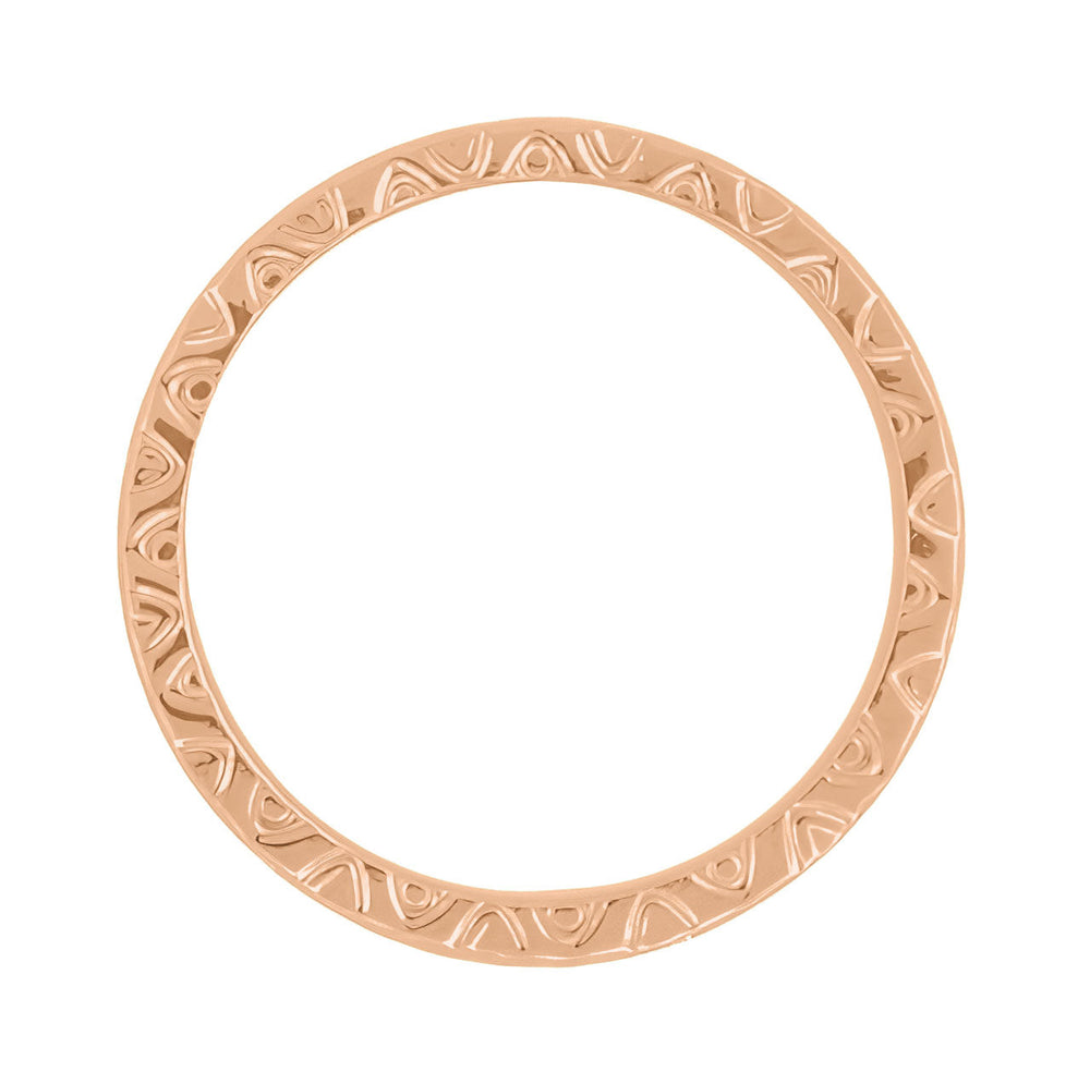 Rose Gold Antique Style 1950's Retro Design Mardi Gras Wedding Ring - 3mm - Item: R624R - Image: 2