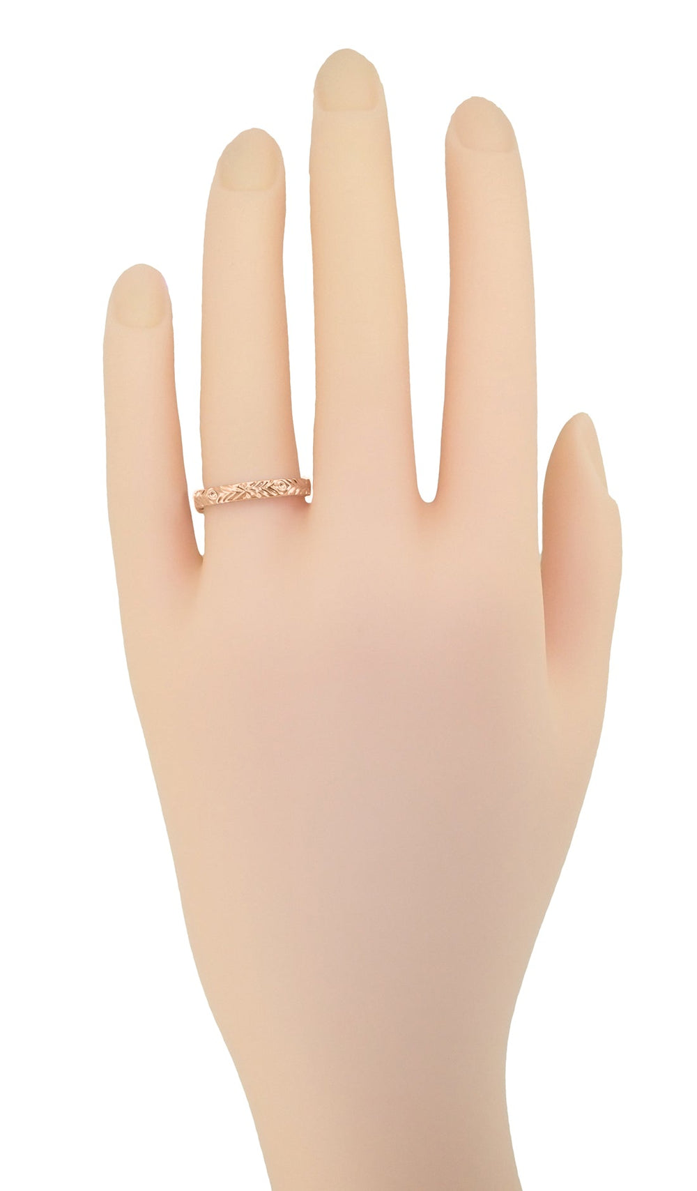 Rose Gold Antique Style 1950's Retro Design Mardi Gras Wedding Ring - 3mm - Item: R624R - Image: 3