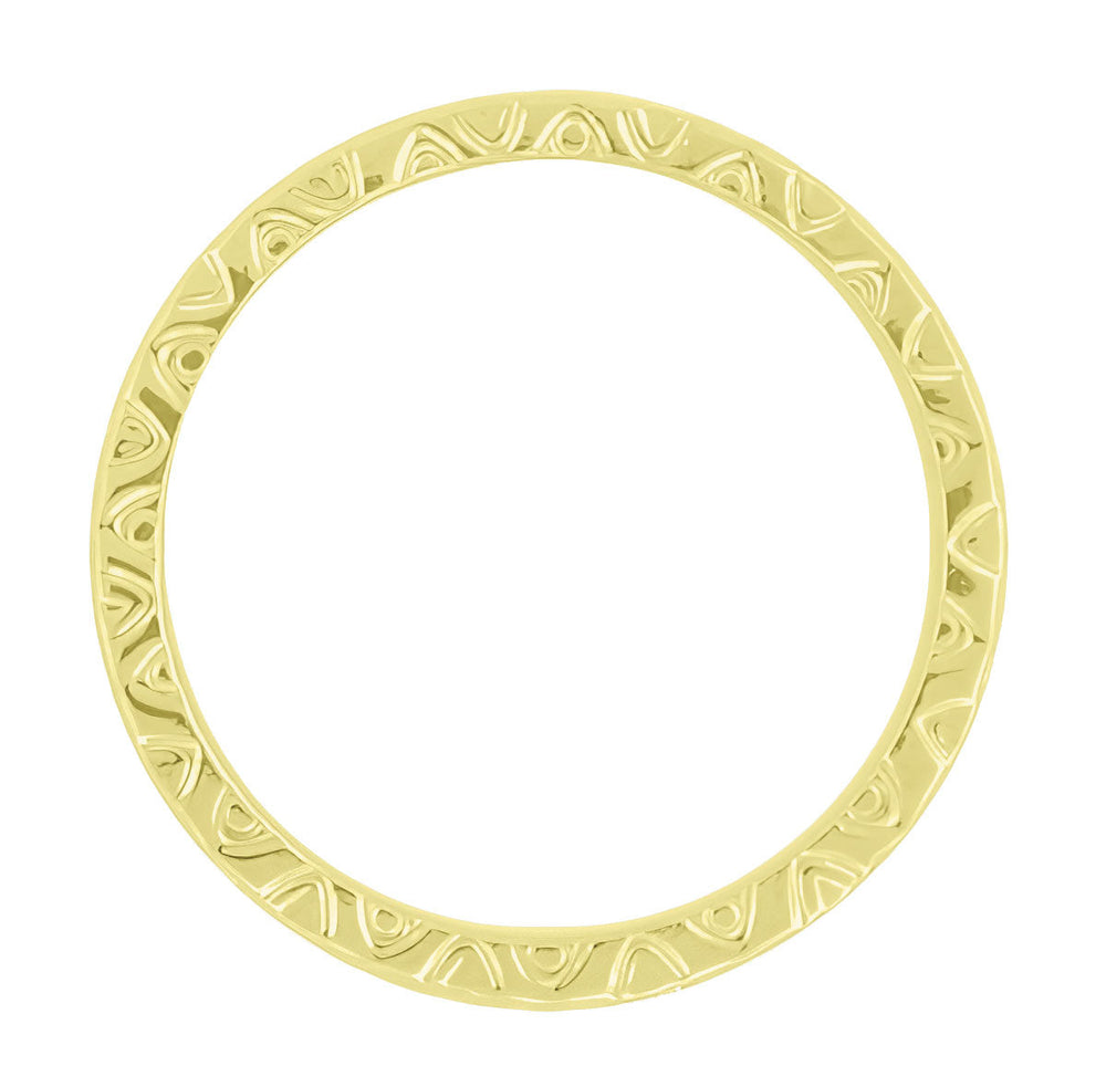 Mardi Gras 1950's Vintage Reissue Yellow Gold Three Sided Sculptural Wedding Band - 3mm Wide - Item: R624Y10 - Image: 2