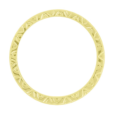 Mardi Gras 1950's Vintage Reissue Yellow Gold Three Sided Sculptural Wedding Band - 3mm Wide - alternate view