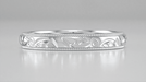 R625P Platinum Art Deco Flowers and Leaves Millgrain Edge Engraved Vintage Wedding Band - 3mm Wide