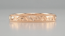 R625R Art Deco Flowers and Leaves Millgrain Edge Antique Carved Wedding Band in 14 Karat Rose Gold 3mm Wide Pink Gold Ring