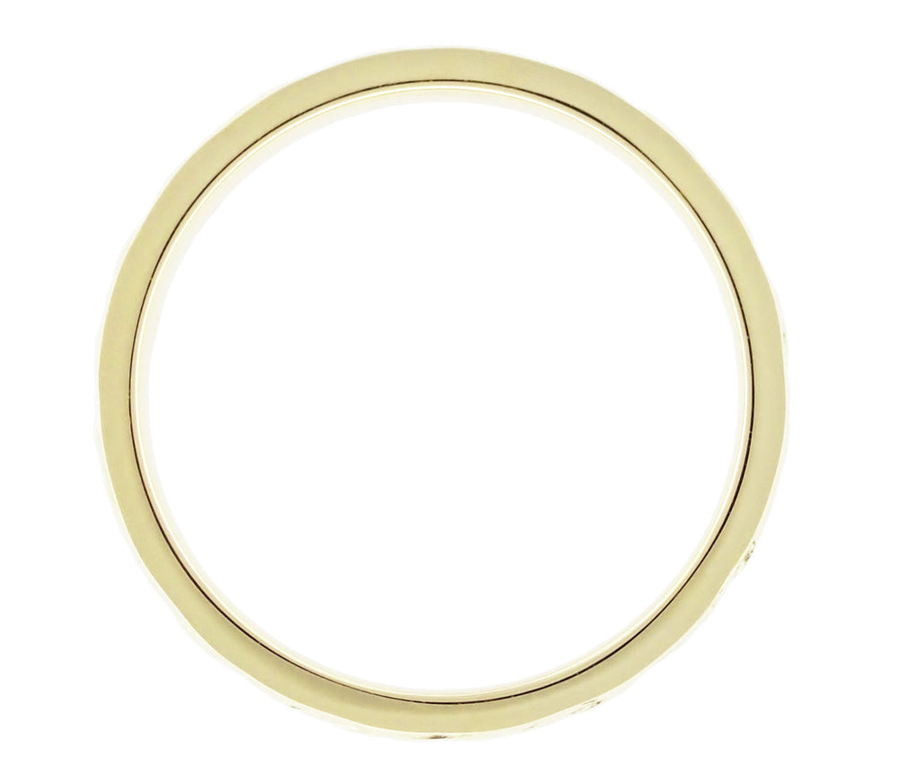 R626Y - Side of 3mm Wide Yellow Gold Art Deco Etched Flowers and Leaves Vintage Wedding Ring