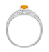 Art Deco Hearts Engraved Filigree Citrine Engagement Ring with Side Diamonds in 14 Karat White Gold