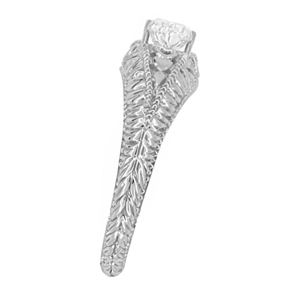 Art Deco Hearts and Diamonds Domed Filigree Engagement Ring in White Gold - Item: R627WD10K-LC - Image: 3