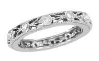 Windemere Art Deco Diamond Filigree Eternity Wedding Ring in 14 Karat White Gold - Size 6 1/2