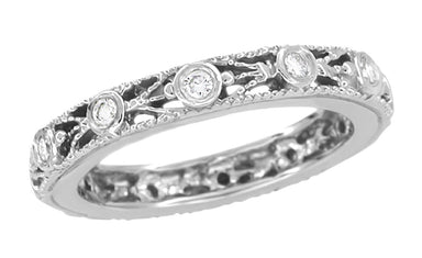 Windemere Art Deco Diamond Filigree Eternity Wedding Ring in 14 Karat White Gold - Size 6 1/2