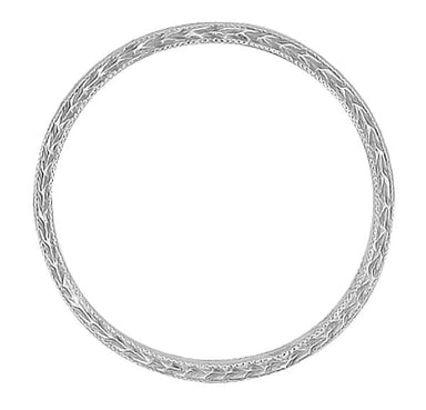 Art Deco Hand Carved Very Thin Wheat Wedding Band in Platinum - alternate view