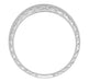 Art Deco Gently Curved Engraved Wheat Diamond Wedding Band in White Gold
