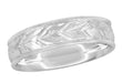 Comfort Fit 6mm Wide Art Deco Millgrain Edge Hand Engraved Wheat Antique Style Wedding Ring in White Gold