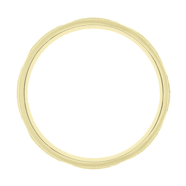 Art Deco Yellow Gold Carved Flowers and Bars Wedding Band - alternate view