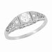 Dainty Art Deco Filigree Diamond Engagement Ring in 14 Karat White Gold