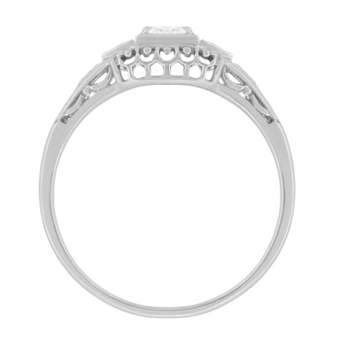 Art Deco Filigree 1/4 Carat Natural Diamond Platinum Engagement Ring - Low Profile - alternate view