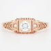 Art Deco Filigree Diamond Engagement Ring in 14 Karat Rose ( Pink ) Gold