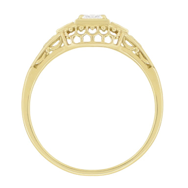 Art Deco Filigree Diamond Engagement Ring in 14 Karat Yellow Gold - alternate view