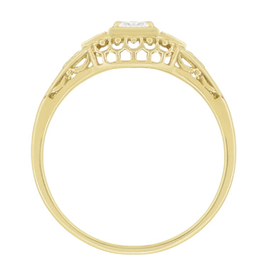 Art Deco Filigree Diamond Engagement Ring in 14 Karat Yellow Gold - alternate view