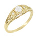 Art Deco Filigree Diamond Engagement Ring in 14 Karat Yellow Gold