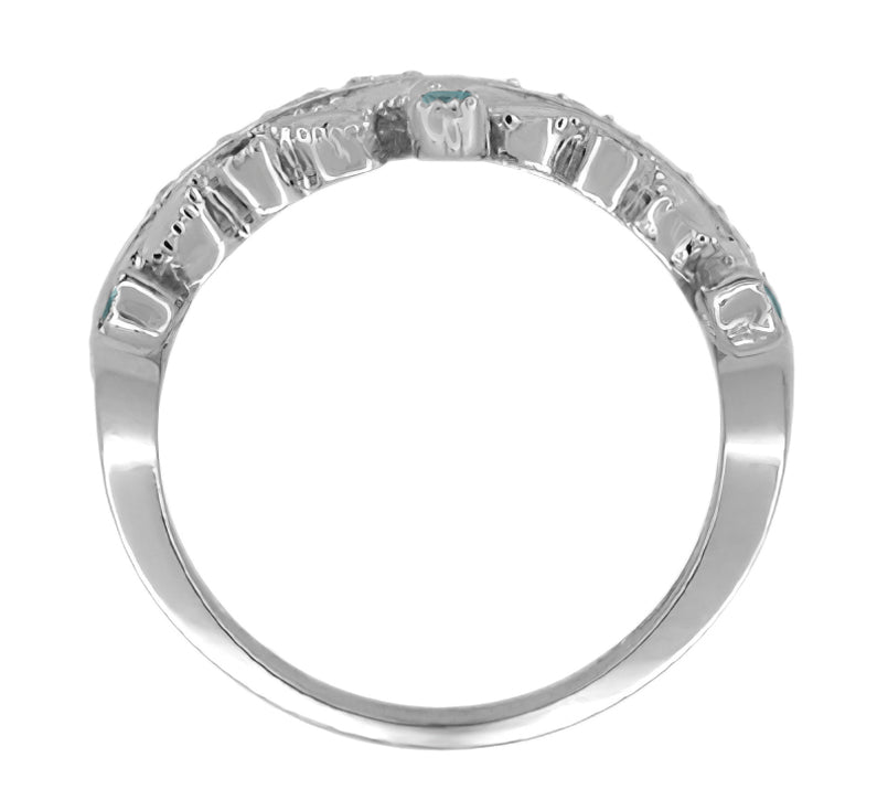 Regal Crown Ring in White Gold with Blue Diamonds and White Diamonds - Item: R644BD - Image: 3