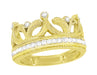 Yellow Gold Ashton Royal Crown Ring with Diamonds - 14K or 18K