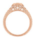 Rose Gold Art Deco Filigree Antique Style Carved Hexagon 1/4 Carat Diamond Engagement Ring