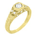 Art Deco Filigree Engraved Hexagon Yellow Gold Vintage Style Diamond Engagement Ring - 1/3 Carat T.W.