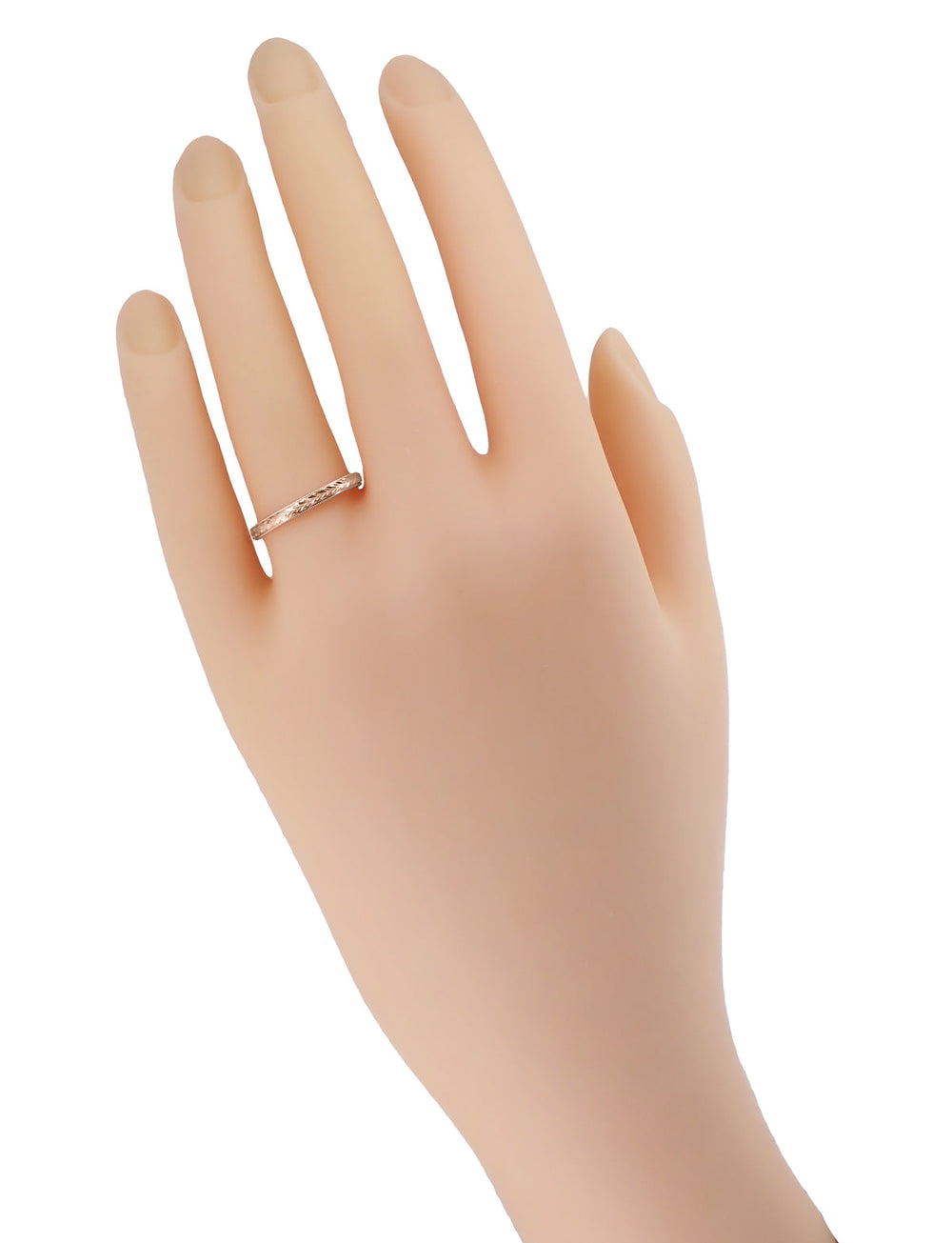 Art Deco 2.5mm Wide Hand Carved Wheat Rose Gold Antique Design Domed Wedding Ring with Milgrain Edges - Item: R652R - Image: 3