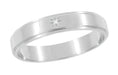 Vintage Mid Century Modern Starburst Single Diamond Mens Wedding Band 14K White Gold - R653