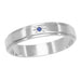 Starburst Grooved Edge 1950's Blue Sapphire Wedding Band in 14K White Gold - 4mm Wide