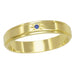 Yellow Gold Mid Century 1950's Starburst Grooved Edge Blue Sapphire Wedding Ring - 4mm Wide