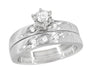 Mid Century Modern 1960s Vintage Bridal Ring Set with Diamonds in White Gold - Dillen - R655