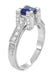 Art Deco 1/2 Carat Square Princess Cut Sapphire and Diamond Engagement Ring in 18 Karat White Gold