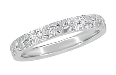 Platinum Hawaiian Hibiscus Flowers Engraved Wedding Band
