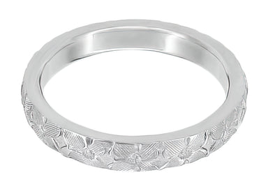 Platinum Hawaiian Hibiscus Flowers Engraved Wedding Band - alternate view