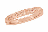 Hawaiian Hibiscus Flowers Engraved Wedding Band in 14 Karat Rose Gold