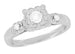 Retro Moderne Lucky Clover Diamond Engagement Ring in 14 Karat White Gold