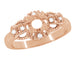 Art Deco East to West Rose Gold 1/4 Carat Round Diamond Engagement Ring Setting