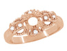 Art Deco East to West Rose Gold 1/4 Carat Round Diamond Engagement Ring Setting