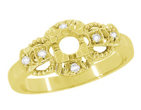 1920's East to West Yellow Gold Engagement Ring Semimount for a 1/4 Carat Round Diamond