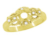 1920's East to West Yellow Gold Engagement Ring Semimount for a 1/4 Carat Round Diamond