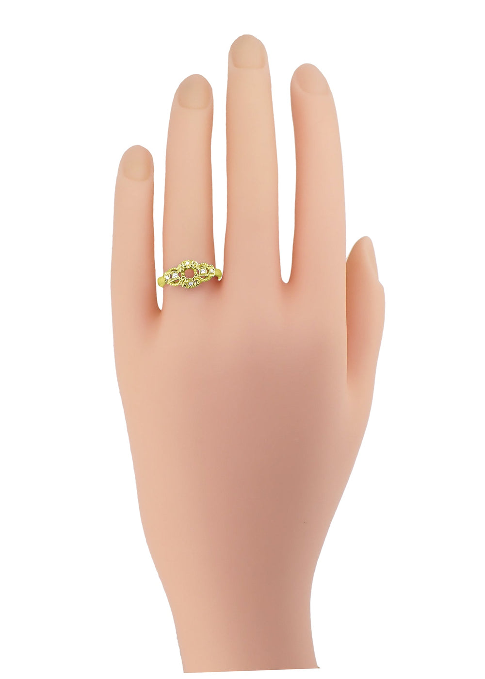 1920's East to West Yellow Gold Engagement Ring Semimount for a 1/4 Carat Round Diamond - Item: R680Y - Image: 4