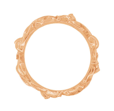 Rose Gold Vintage Style 1960's Filigree Lilies Sculptural Wedding Ring - 6mm Wide - alternate view