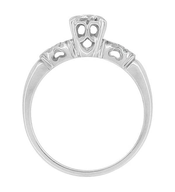 Rosalie Retro Moderne Illusion Vintage Diamond Engagement Ring in 14 Karat White Gold - Item: R727 - Image: 3