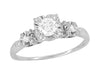 Viviane 1950's Square Set Vintage Diamond Engagement Ring in 14 Karat White Gold