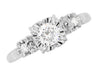 Viviane 1950's Square Set Vintage Diamond Engagement Ring in 14 Karat White Gold